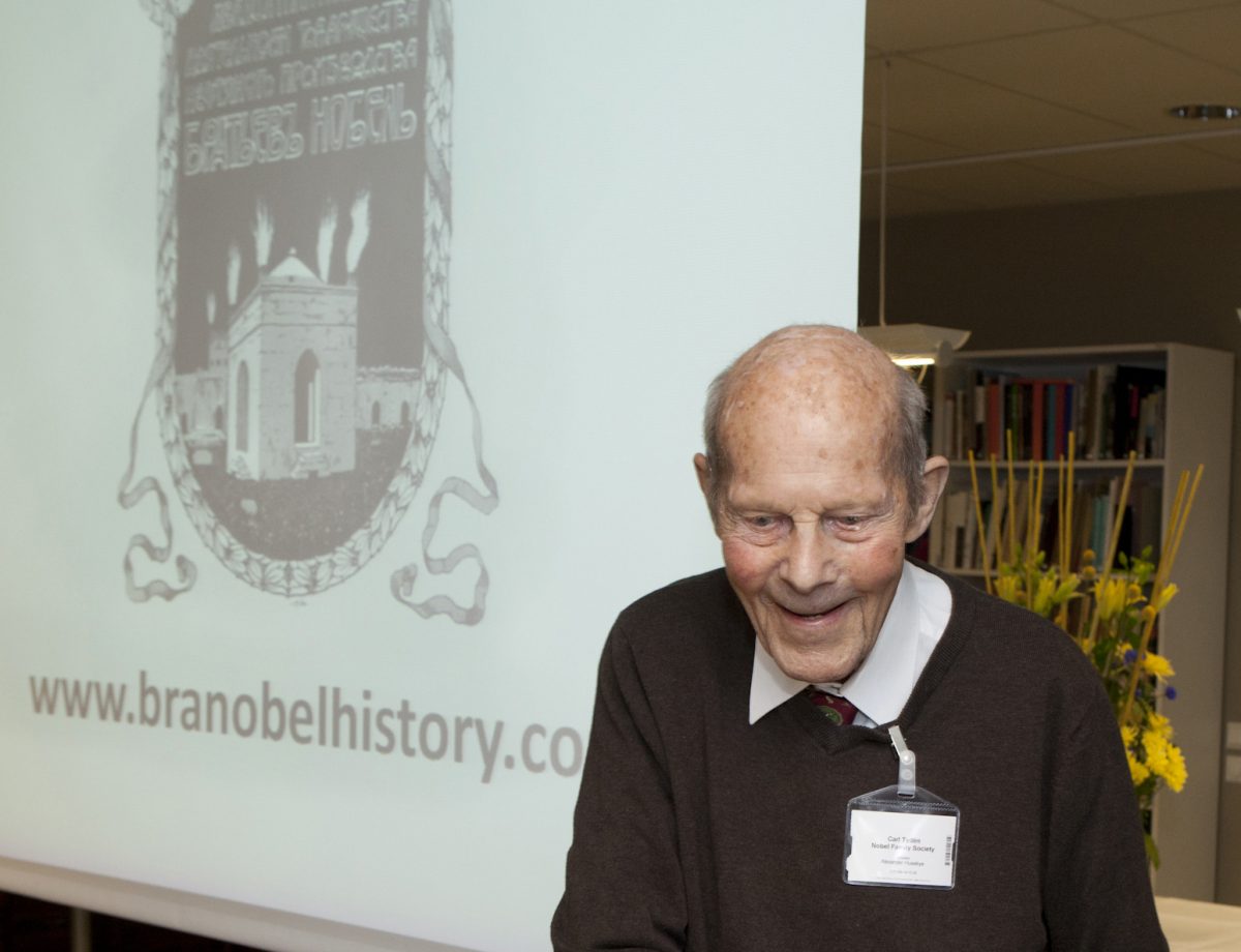 Carl Tydén opens a ceremony of launching of the website www.branobelhistory.com at Centre for Business History in Stockholm.