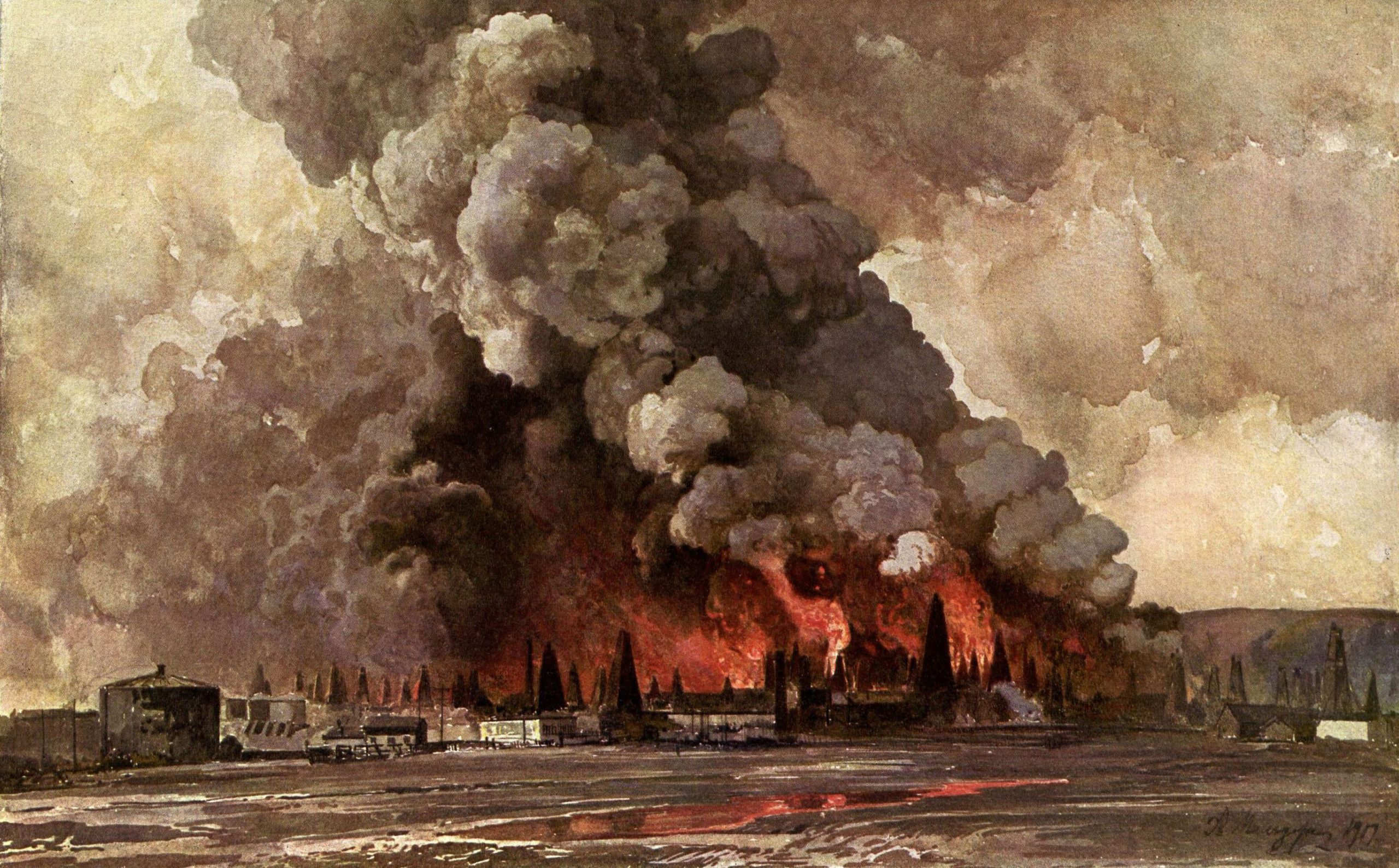 Fires at the oilfields in the Caucasus were just one of many consequences of the unrest after Bloody Sunday in St Petersburg in 1905.