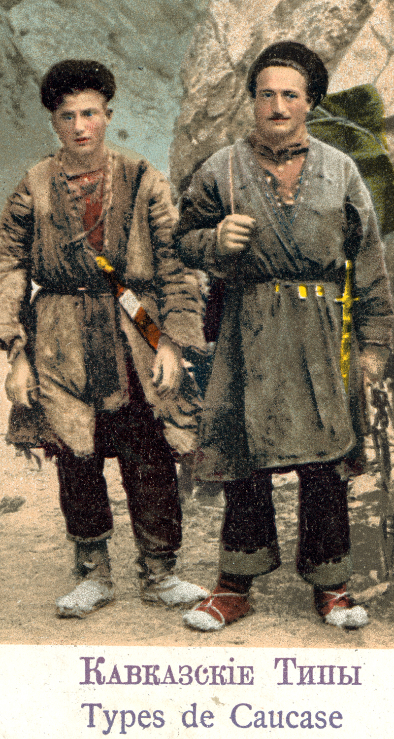 In Baku lived and worked many different ethnicities. Here you see two Khevsur men from Caucasus in their national costumes.