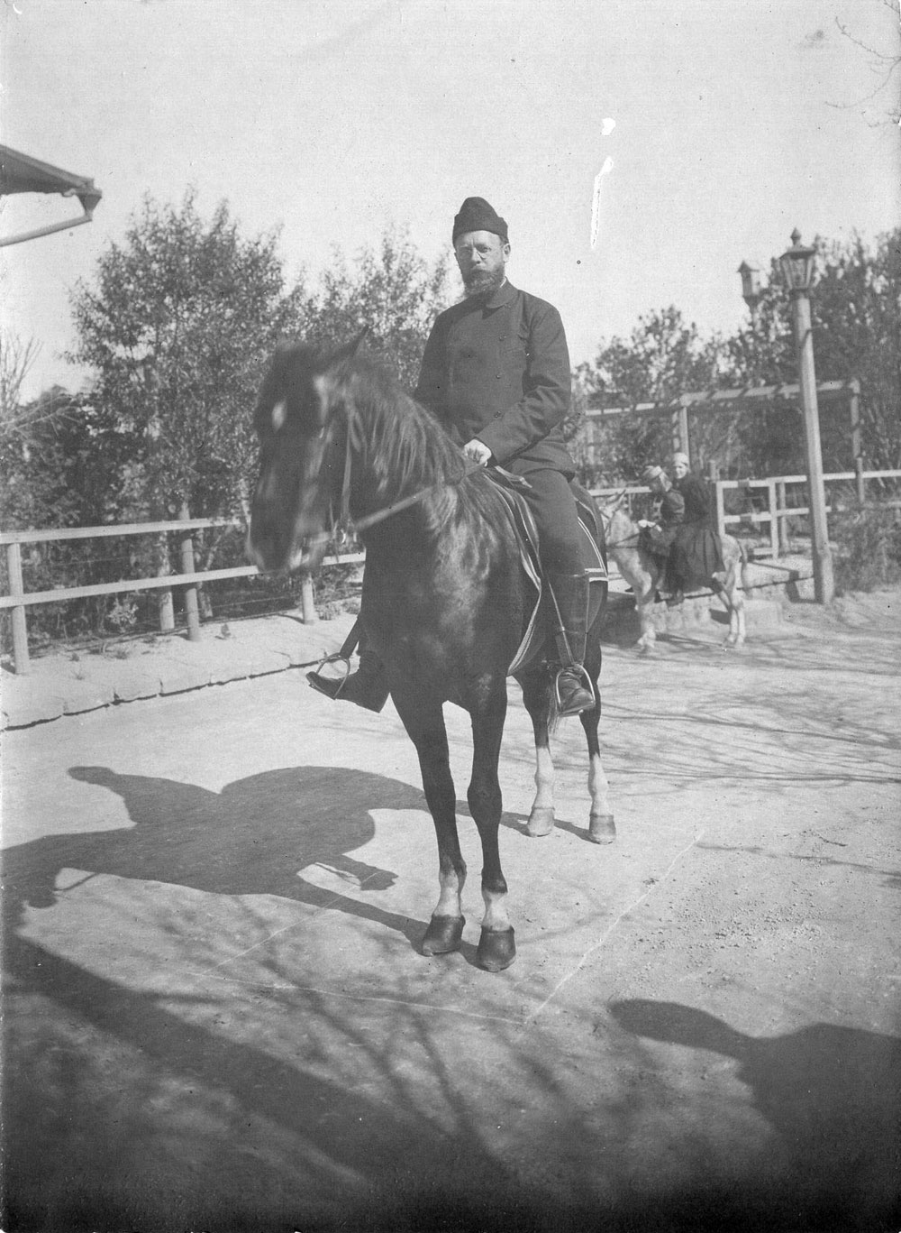 Hagelin on the horseback on his way to inspect the oil fields around Baku. Villa Petrolea, around 1896-1897.