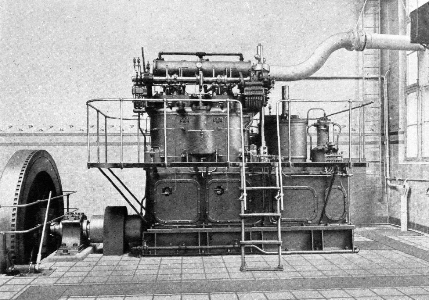 A stationary Nobel two-strike diesel engine of type L and N.